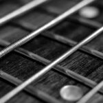 Close up of guitar strings